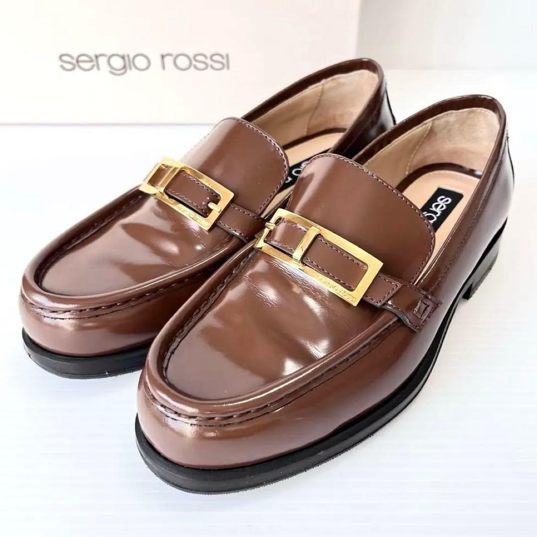 極美品✨ セルジオロッシ SR NORA ローファー ブラウン バックル 23