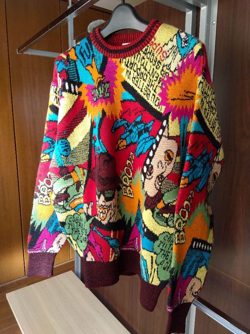 ficce アメコミ ニットセーター FICCE - 超レア 最高のアメコミ柄 90's FICCE フィッチェ ニット