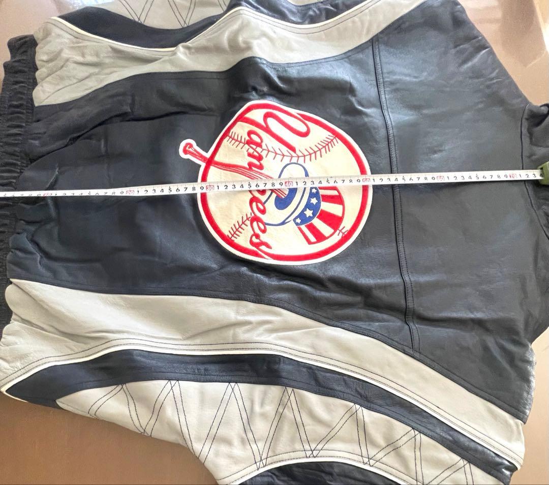 希少】ヤンキース レザー 刺繍ロゴスタジャン ネイビー/グレー STARTER