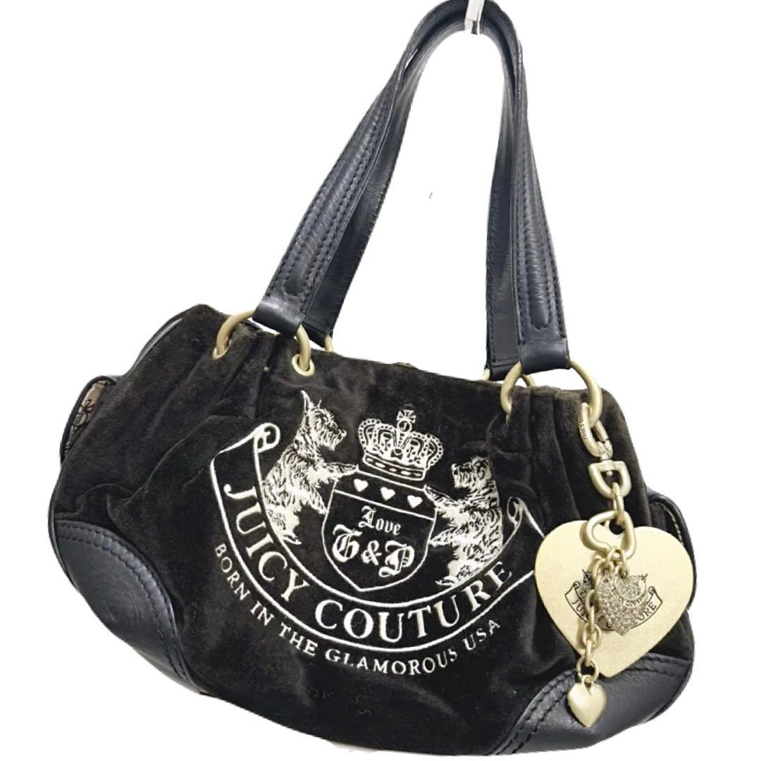 y2k❤️00s JUICY COUTURE テリア ロゴ ベロア ハンドバッグ Juicy Couture - Daydreamer - Borsa da spalla y2k con doppio manico