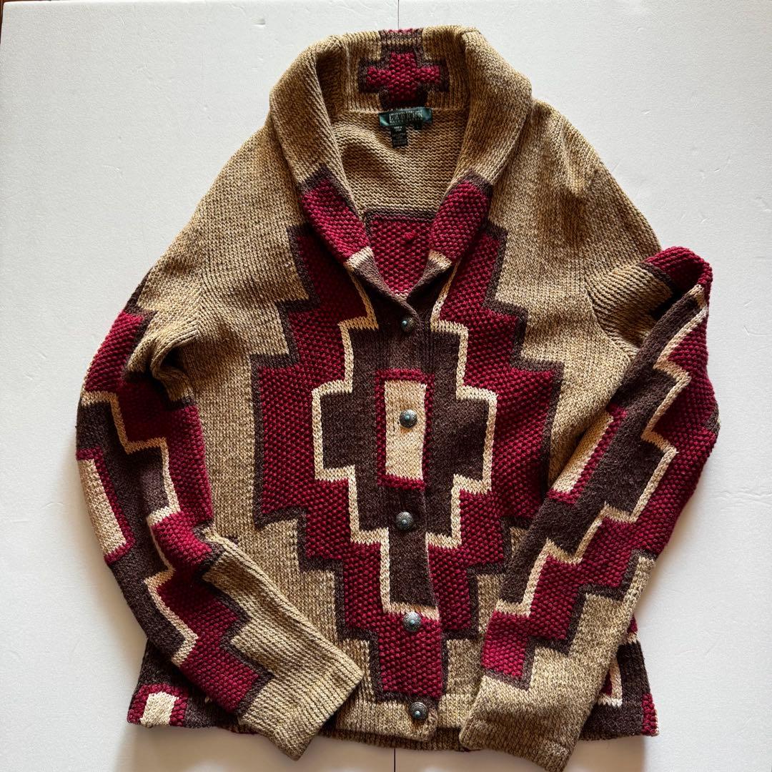 ラルフローレン ネイティブ ハンドニット カーディガン セーター 希少 Lサイズ 中古・古着通販】RALPH LAUREN POLO COUNTRY (ラルフローレン ポロ