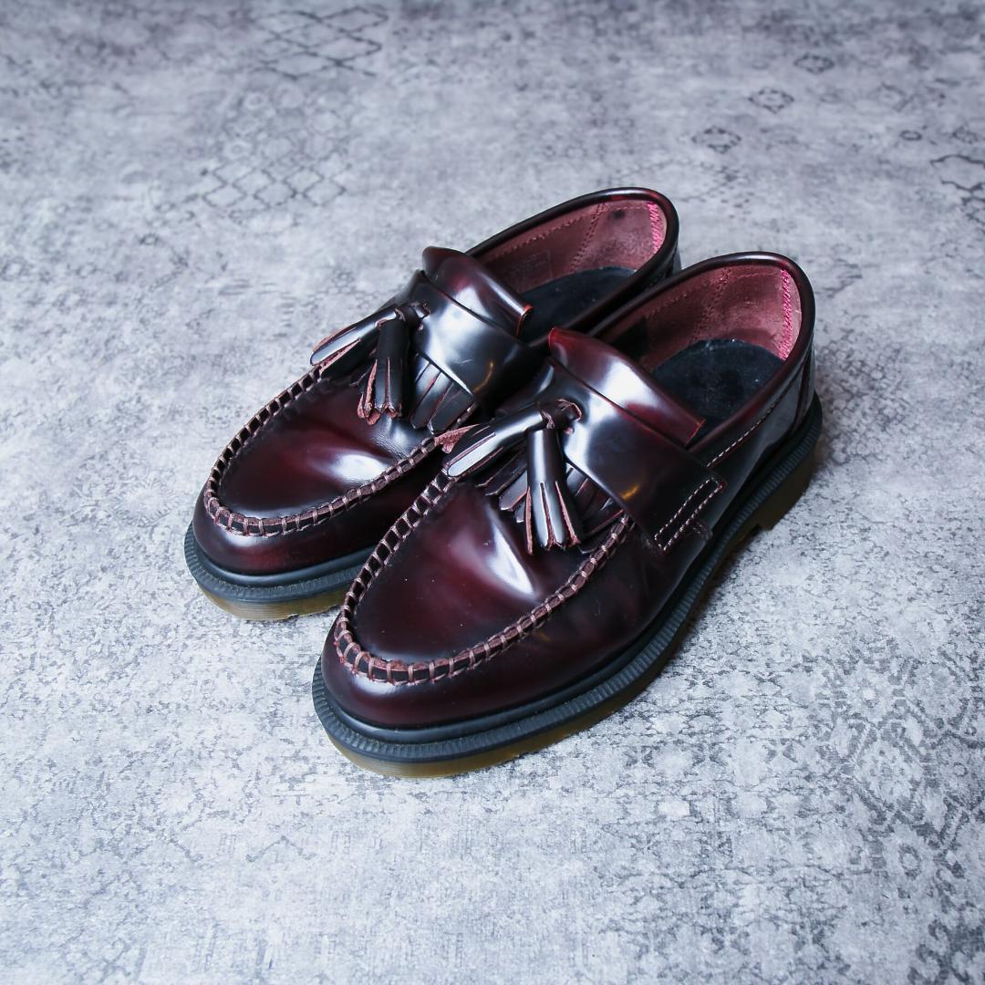 Dr.Martens バーガンディ タッセル付きレザー ローファー UK3