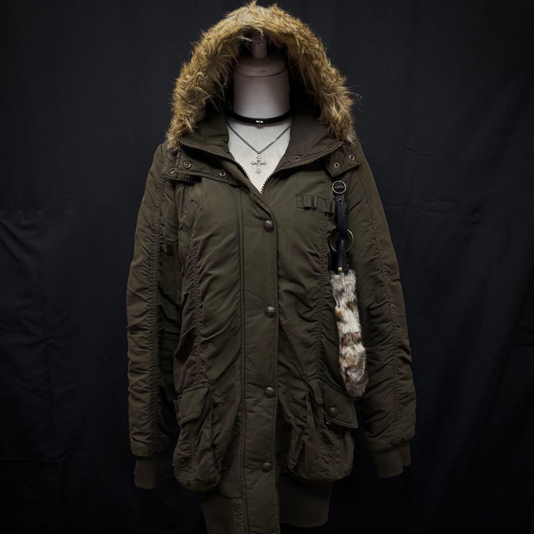 平成ギャル y2k グランジ モッズコート ファー付き ギミック