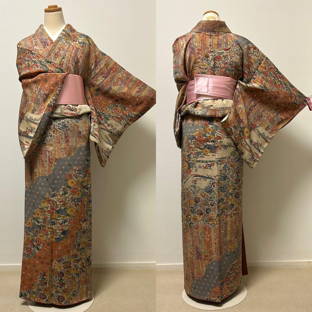 袷】西岡都巳二 紅型 訪問着12084 - メルカリ