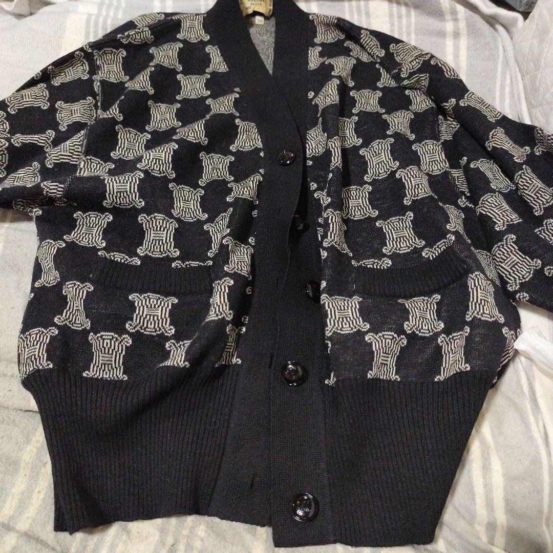 d*9様 CELINE　セリーヌ　カーディガン　ニット　ビンテージ　38 anc セリーヌ CELINE カーディガン 38 白 赤 黄色 ニット ヴィンテージ