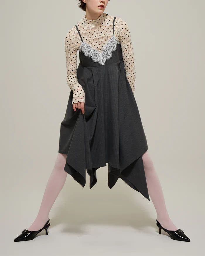 新品POPPY Lace handkerchief hem dress 25.03.