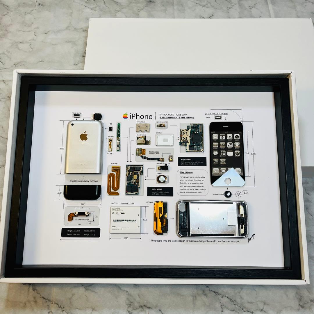 プレミアム端末】 iPhone 2G 標本アート 高級木製ボックスフレーム仕様