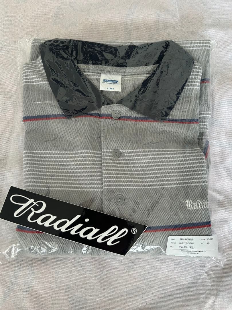 1月8日〆切 Radiall 長袖ポロシャツ Ice Gray XLサイズ