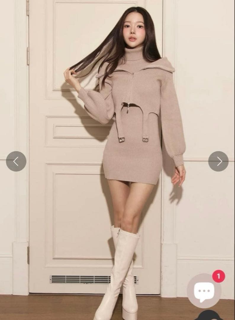 Randy ガーターニットアンサンブル ベージュ - メルカリ