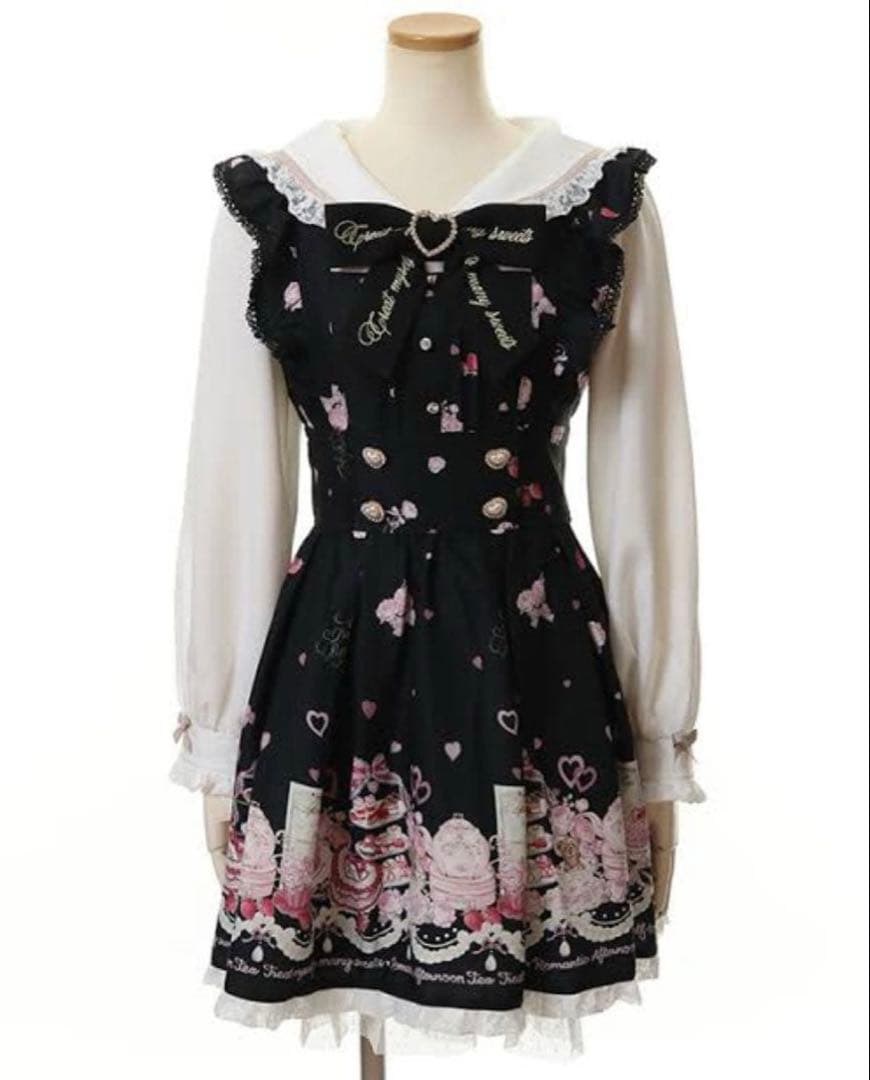 LIZLISA アフタヌーンティー柄 ワンピース 黒 - メルカリ