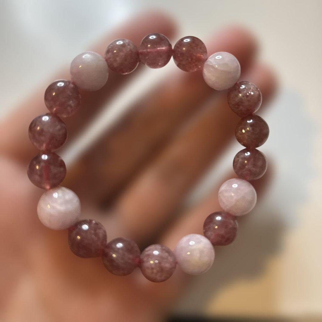 ピンククンツァイトーとストロベリークオーツたーん！ 恋愛の運 クンツァイト ストロベリークォーツ パール 総合運UP 心機