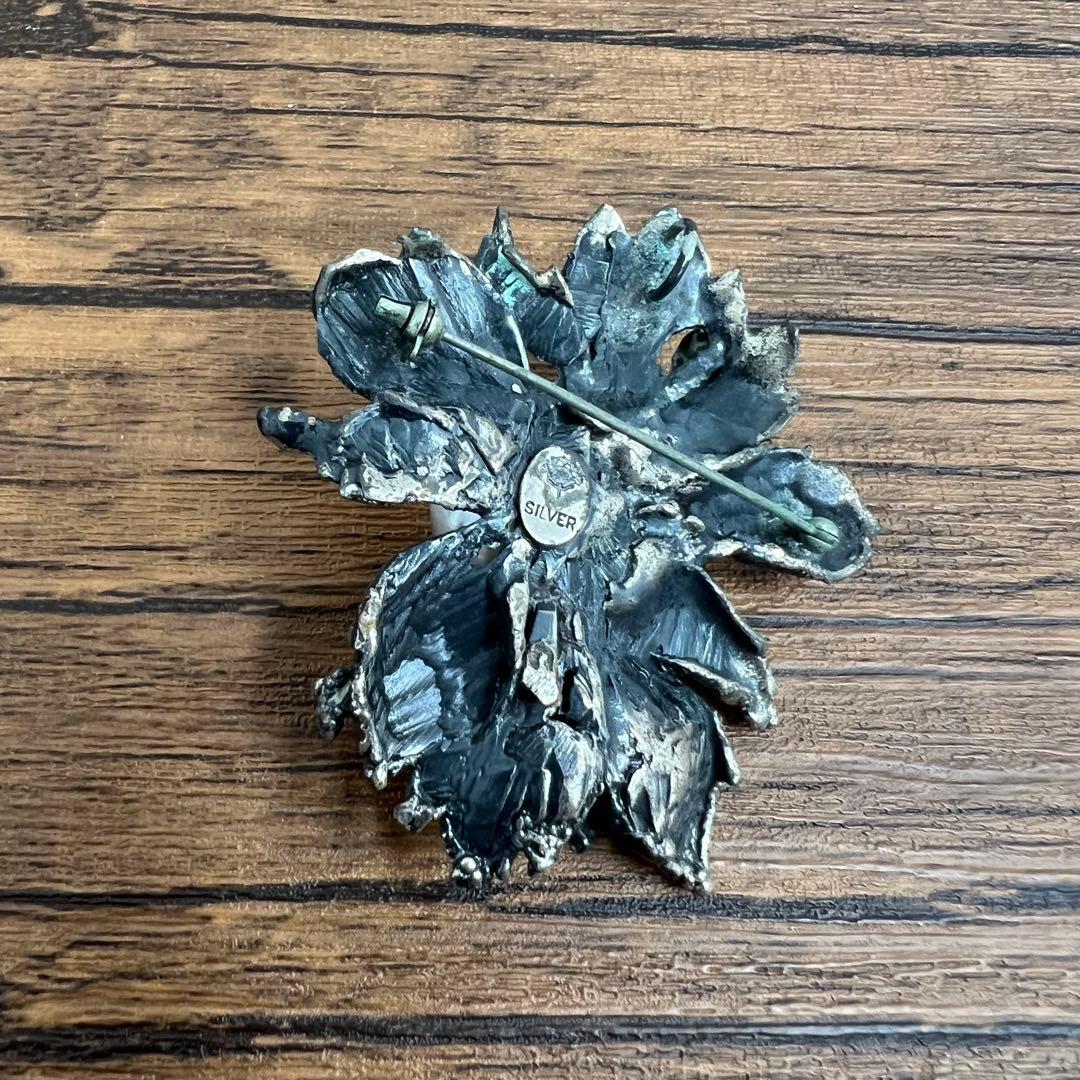 【Y】ブローチ パール シルバー フラワー 花 29.8g