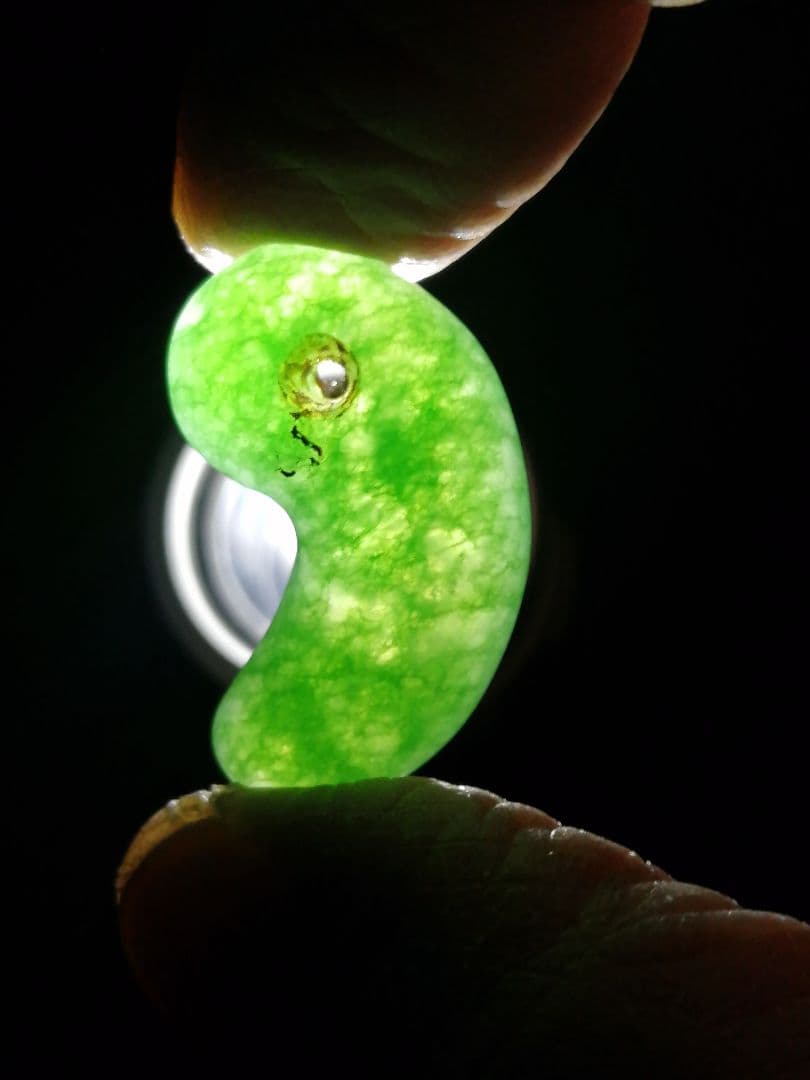 ★【テン】古墳期『琅玕翡翠勾玉』出土品。2.80cm 本物品　超ろうかん。