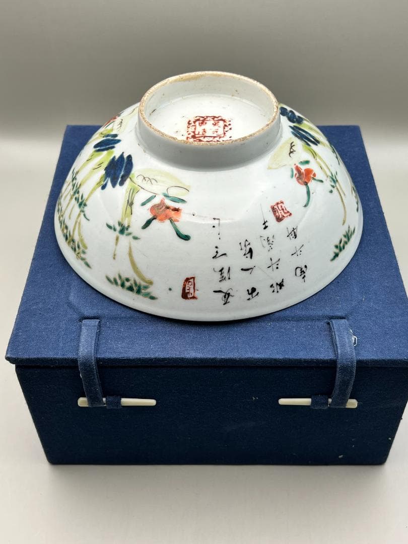 海】中国美術 清末民国期 粉彩碗 直径16.3㎝ 手絵 時代物 古董