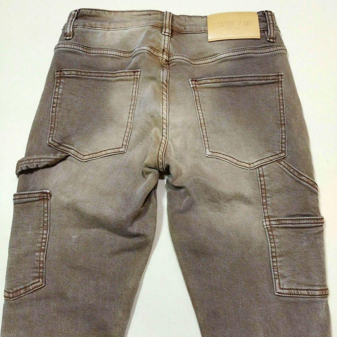 ESNTL LABハードダメージフレアデニムパンツビンテージ加工茶系30