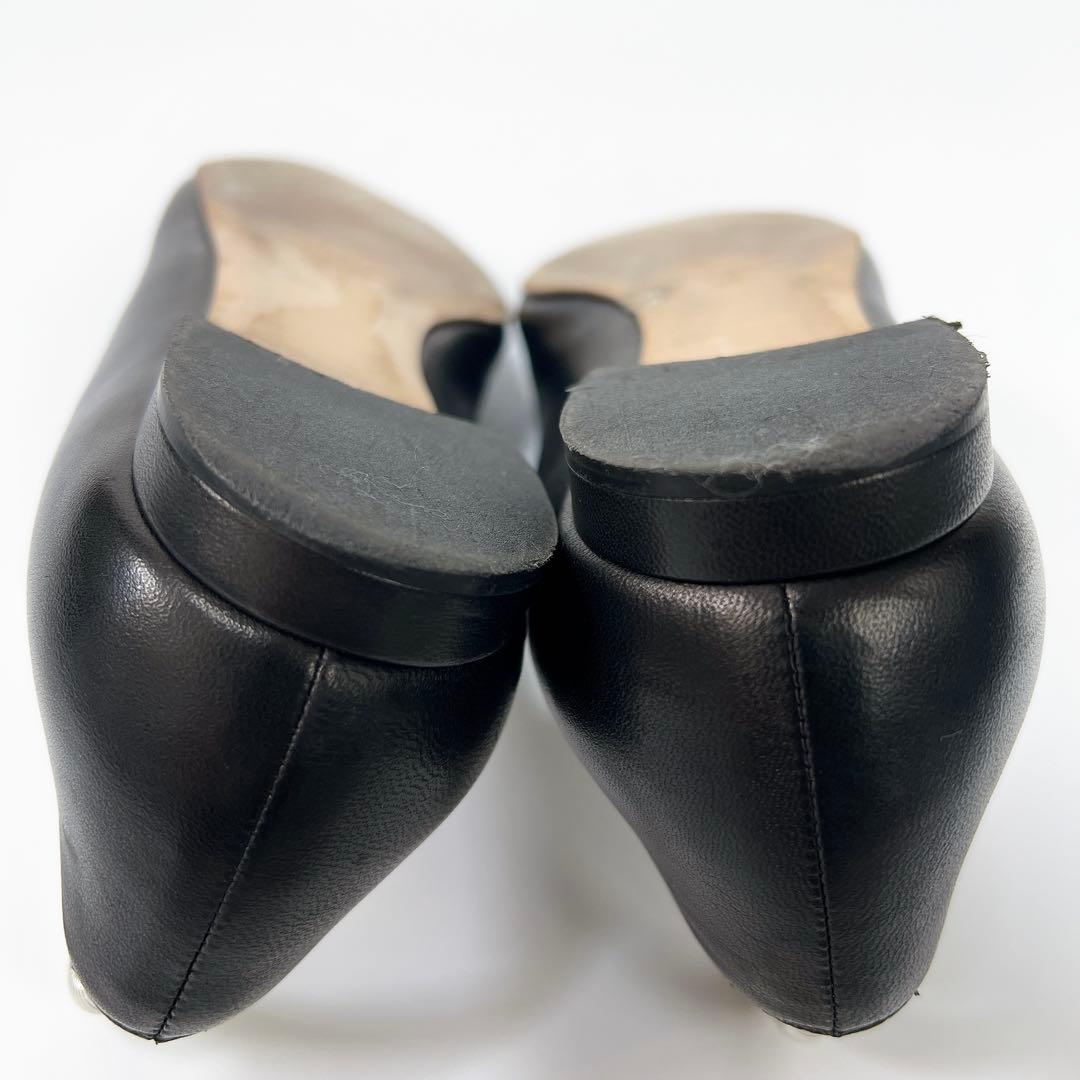 《美品》マノロブラニク レザーパンプス フラットシューズ ブラック 36 箱付き