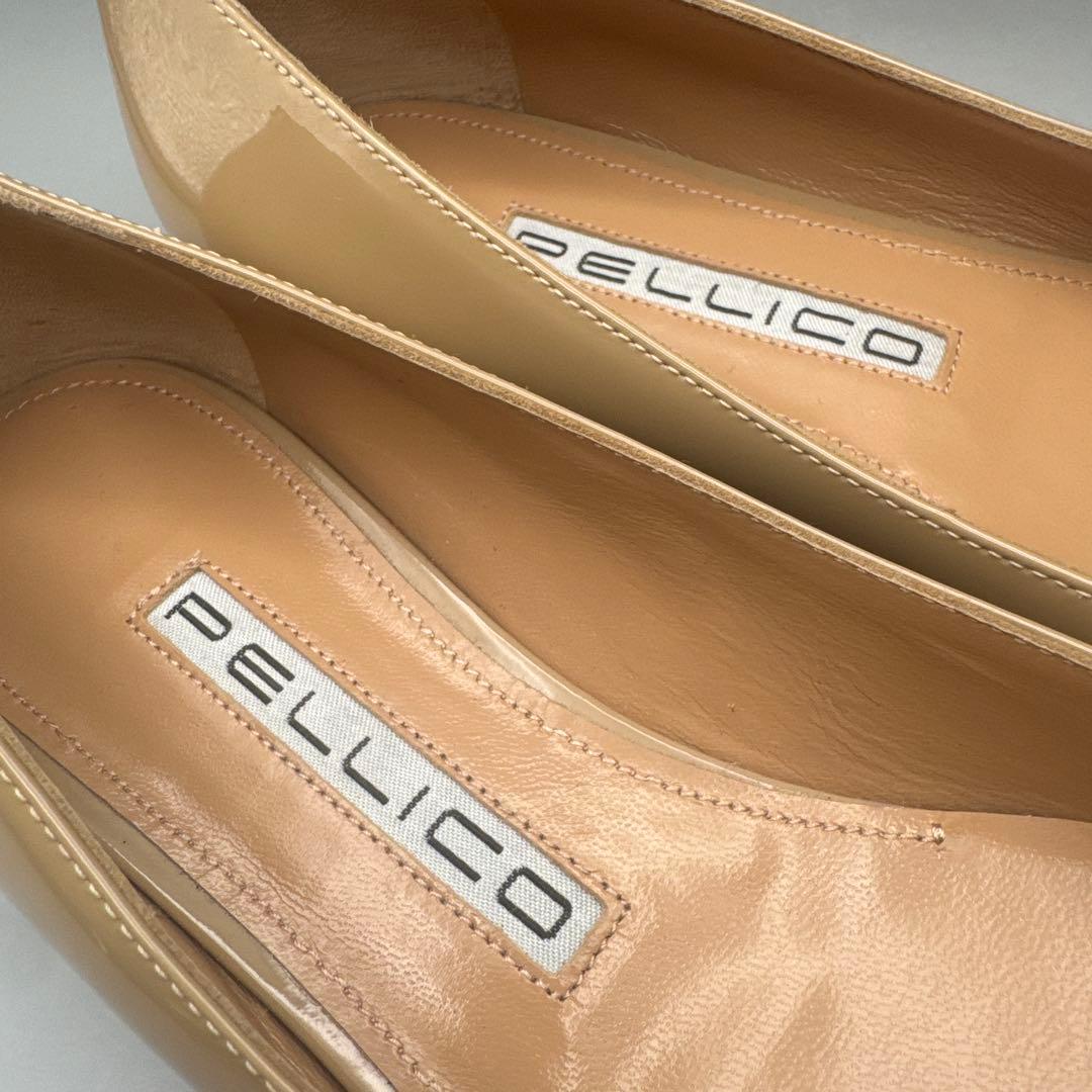 PELLICO ベージュ ポインテッドトゥ フラットシューズ 23.5cm