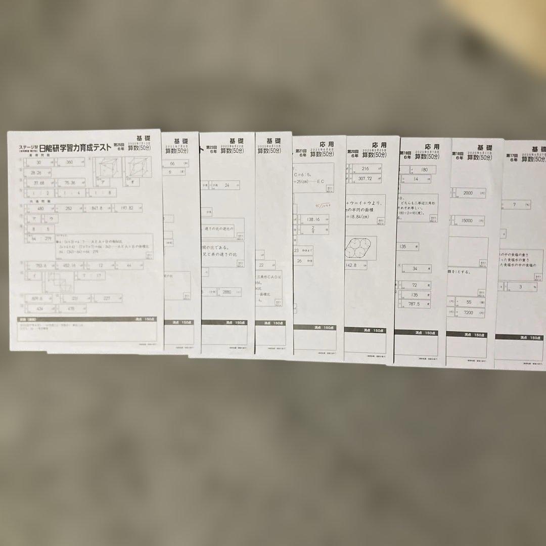 日能研6年（2025年度） 公開模試 育成テスト 夏期春期テスト 4科目