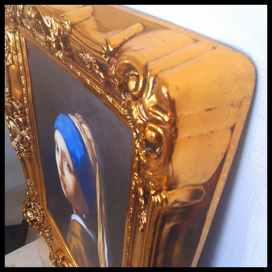 フェルメール作品　絵画　『真珠の耳飾りの少女』　良質キャンパス　豪華　金箔額縁付 Image Art Gallery ヨハネス・フェルメール 真珠の耳飾りの少女