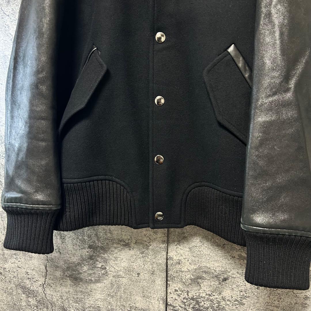 最高峰】DRAWER 本革スタジャン オールブラック ウール/シルク混 38