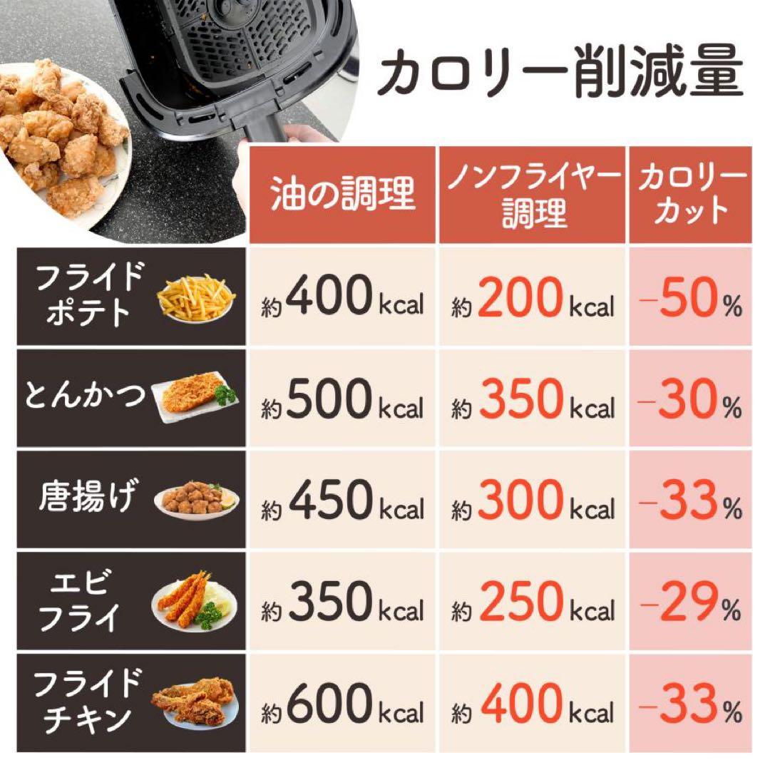 ノンフライヤー エアフライヤー 6.3L 大容量 ヘルシー調理 簡単操作