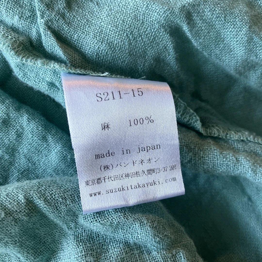 リネン 長袖シャツ ライトグリーン