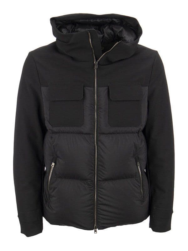 牛*乳様 【美品】ヘルノ HERNOハイテク フード付ダウンジャケット 48 HERNO（ヘルノ） A-Shape Fur Down Jacket ダウンジャケット Aシェイプ