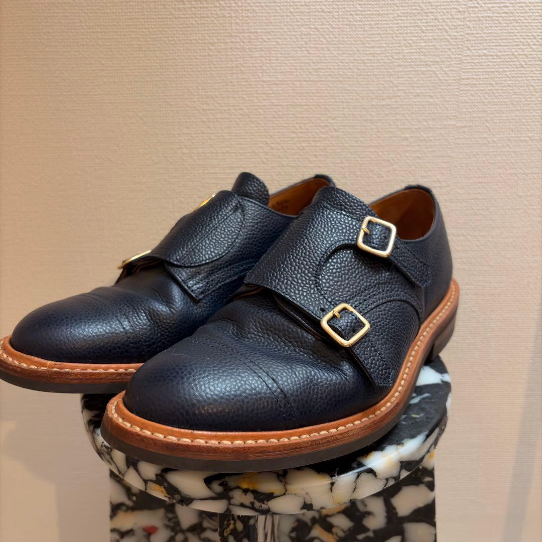 【福井CLARK別注】トリッカーズ ダブルモンク UK8 ネイビー シボ革 福井CLARK別注】トリッカーズ ダブルモンク UK8 ネイビー シボ革