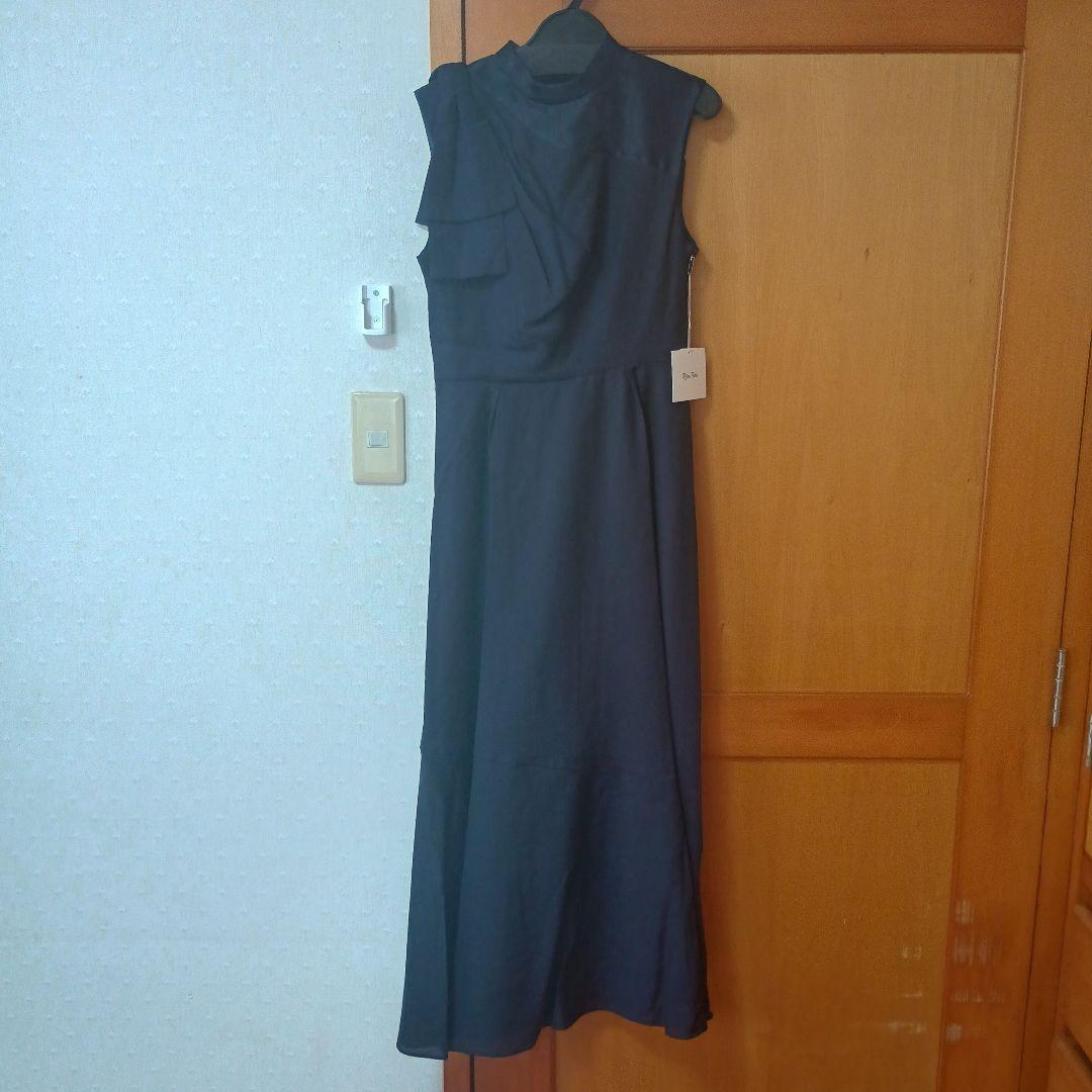 ダークネイビー ノースリーブ ロングワンピース 38