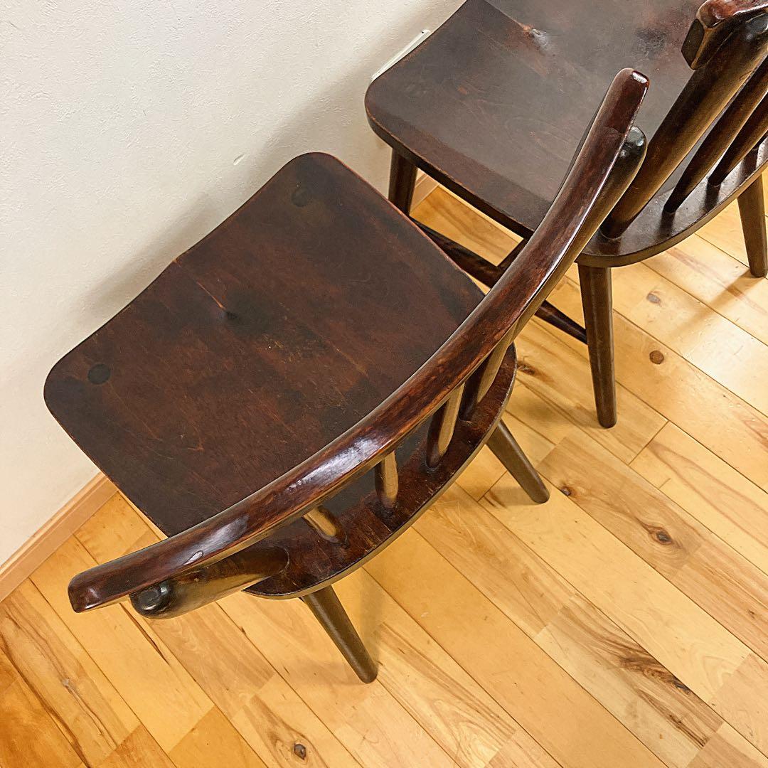 本物志向 北海道民芸家具 ダイニングチェア ウィンザーチェア 樺材