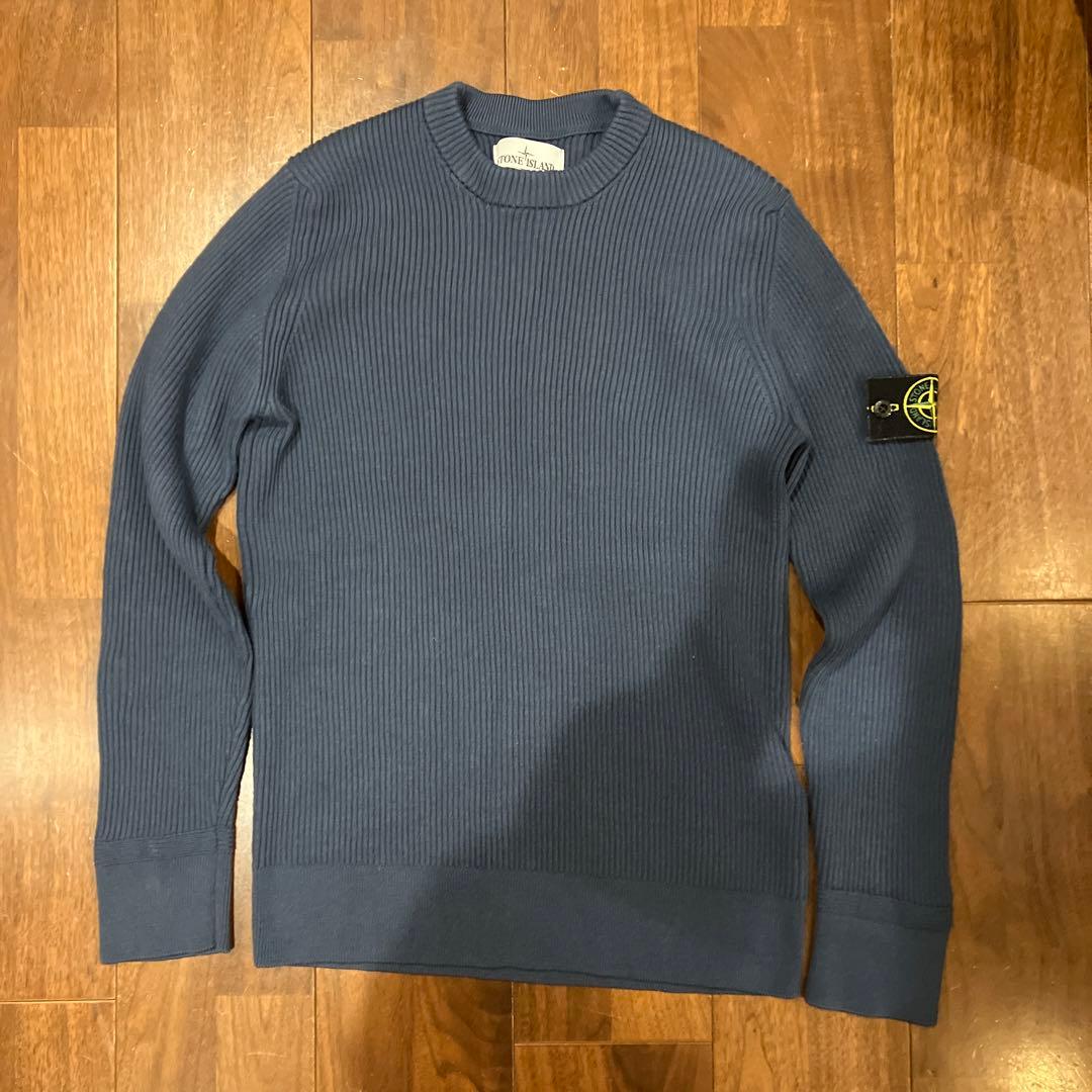 STONE  ネイビーリブセーター　Mサイズ アランクラフト Aran Crafts Ireland ニット リブ編み