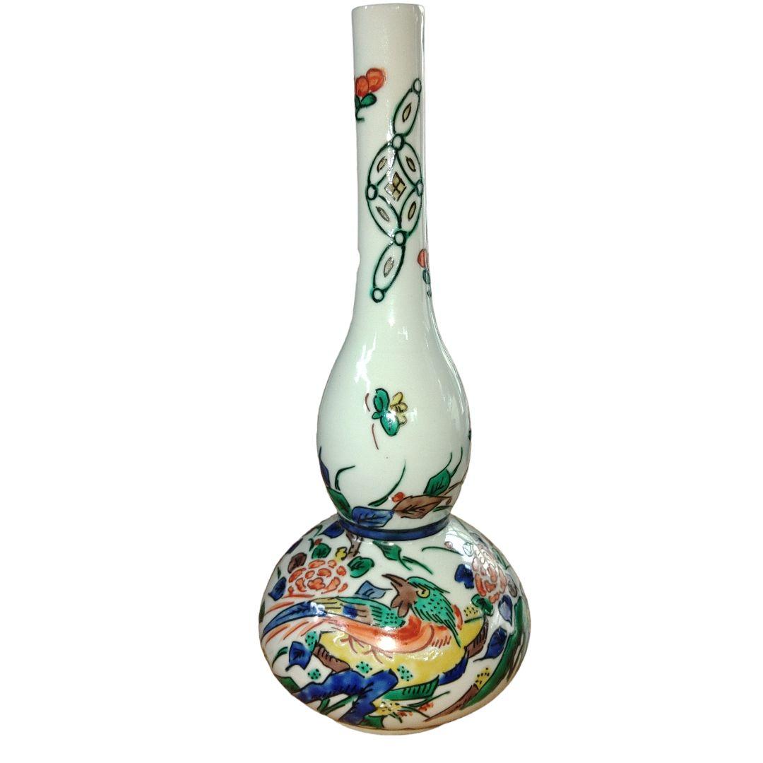 九谷焼　角福　鳥草花文瓢箪形花瓶 九谷焼 角福 鳥草花文瓢箪形花瓶 - メルカリ