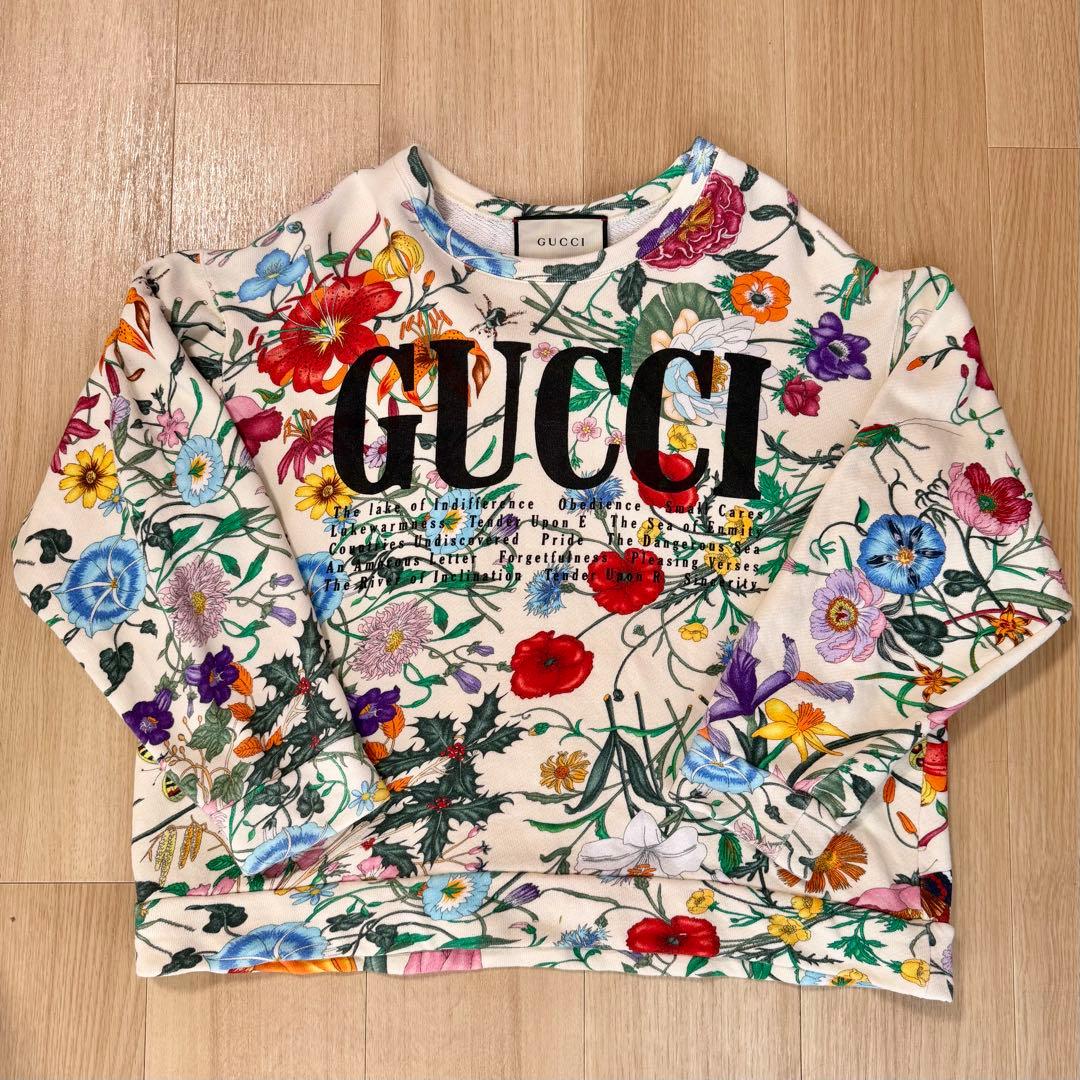 GUCCI 花柄　スウェット　ロゴ　xs トレーナー　グッチ 中古・古着通販】GUCCI (グッチ) 刺繍パッチプリントロゴスウェット
