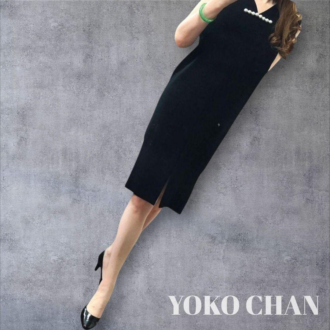 未使用級】YOKO CHAN バックパールワンピースブラック38 9号Mサイズ