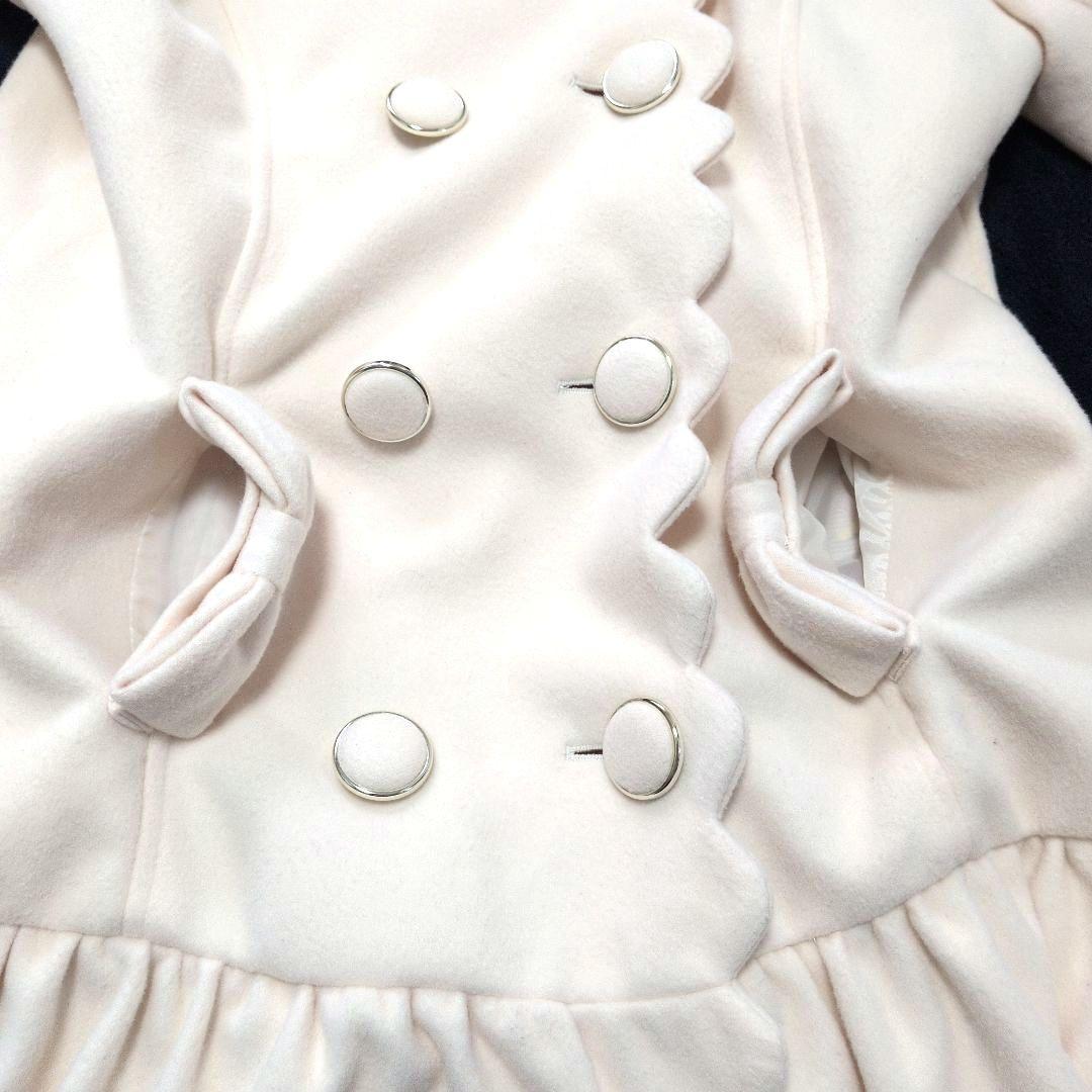 リズメロ ピーコート ダブルブレスト リボン フリル アイボリー