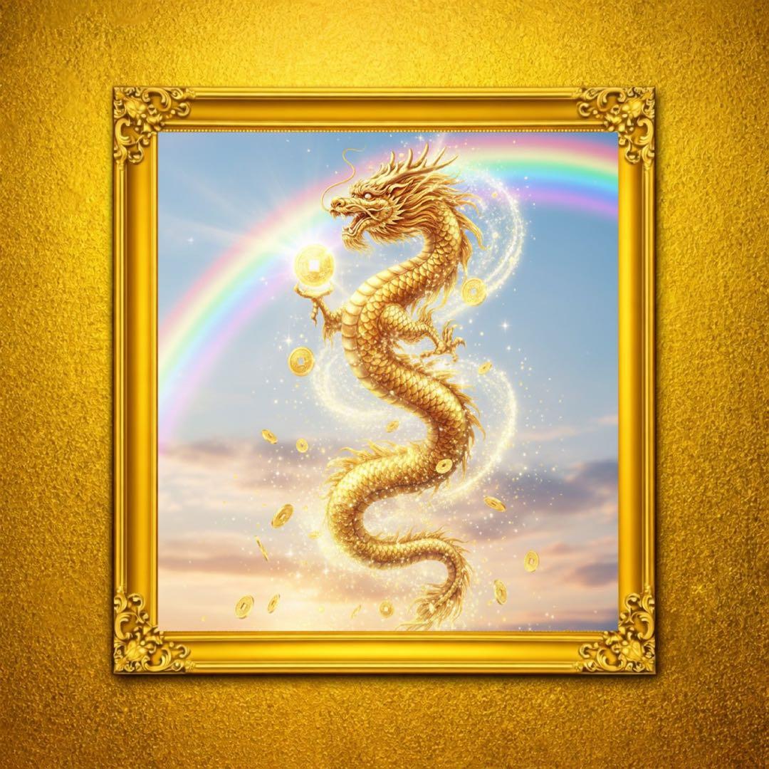 モニター価格】天駆ける黄金龍】〜虹の架け橋と無限の富〜開運絵画