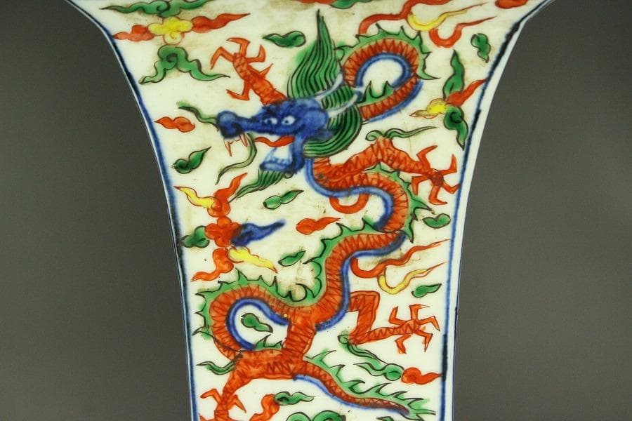 茶道具 唐物 赤絵 龍紋 尊瓶 高31.7cm 中国美術(A925) - メルカリ