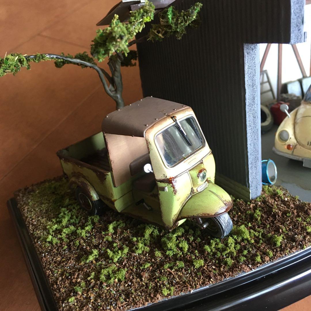 マイクロエース1/32 スバル360ミゼット 廃ガレージジオラマ 廃車草ヒロ