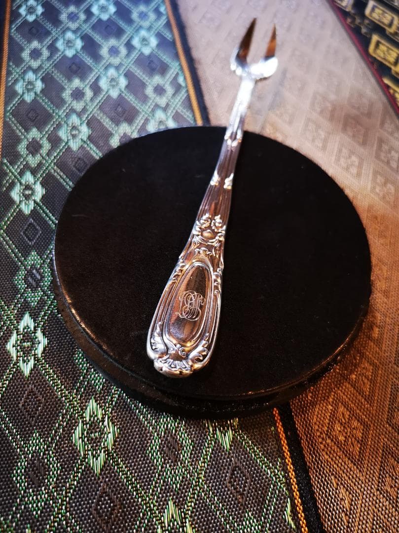 TIFFANY1889銀器フォーク×厚革コースター｜一点物 941eeb4c87add1987a867dfe084a1e