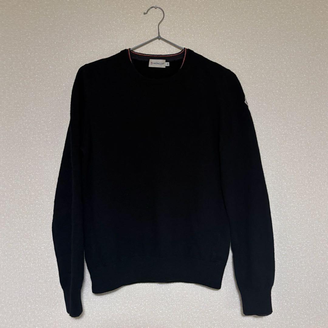 け*し様 MONCLER ブラック ニットセーター S Black Embroidered Logo Wool & Cashmere Sweater - Sweaters