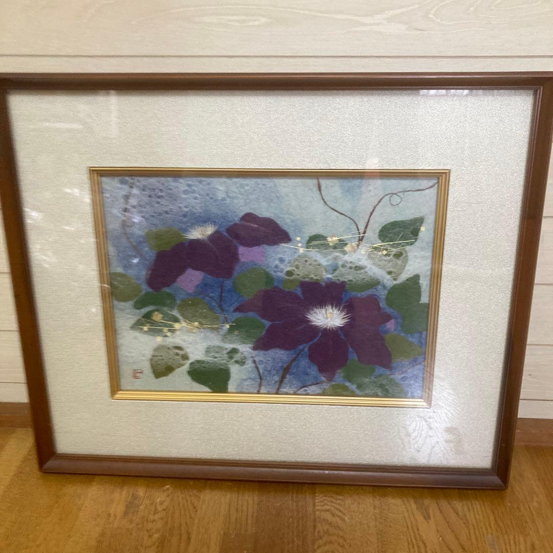 人間国宝 山内一生 和紙ちぎり絵「てっせん」 小原和紙工芸 - メルカリ