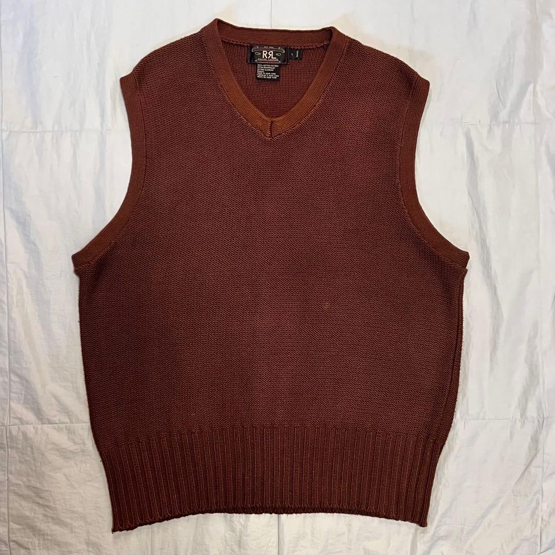 RRL ニットベスト L ブラウン 三ツ星 90s 香港製 希少 ヴィンテージ