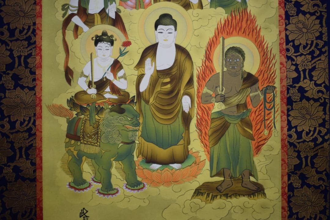 真作/泉紫香/十三佛図/十三仏図/桐共箱付/布袋屋掛軸HH-730