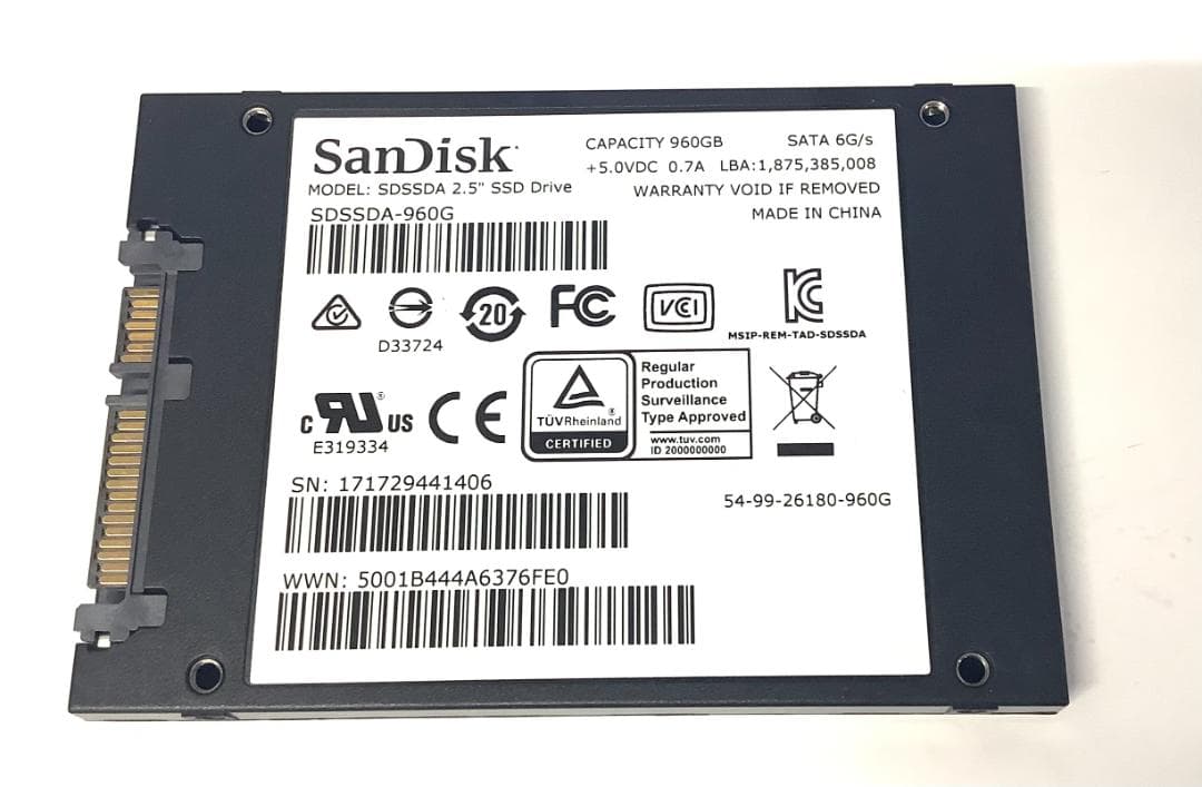 ②-WA412 SanDisk SATA 960GB SSD 2.5 1点 - メルカリ