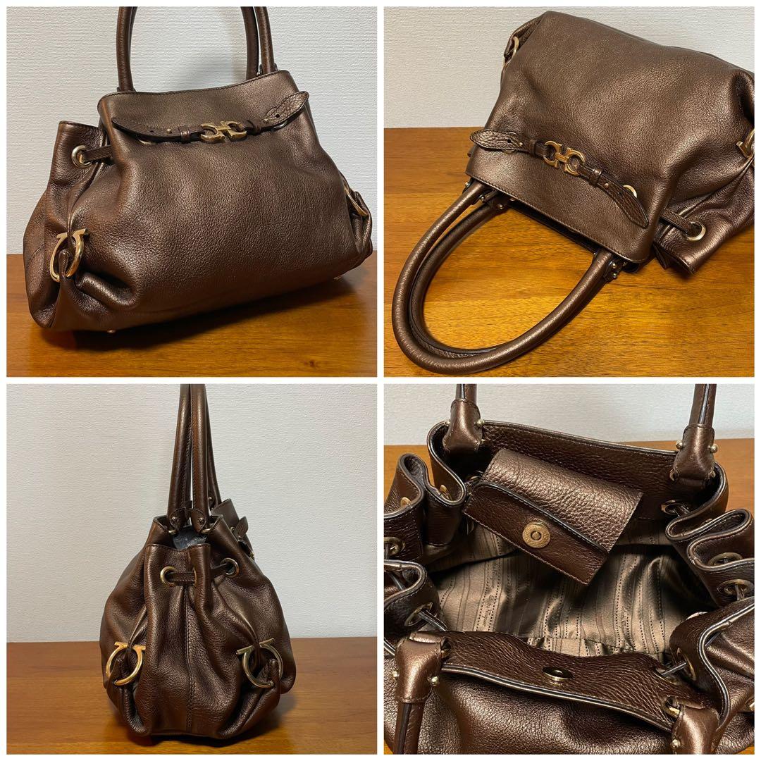 《極美品》Ferragamo（フェラガモ）レザー ハンドバッグ ブラウン