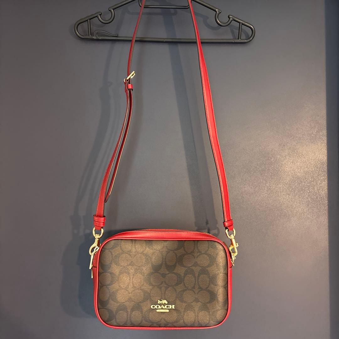 COACH、中古】ショルダーバッグ ブラウン/レッド - メルカリ