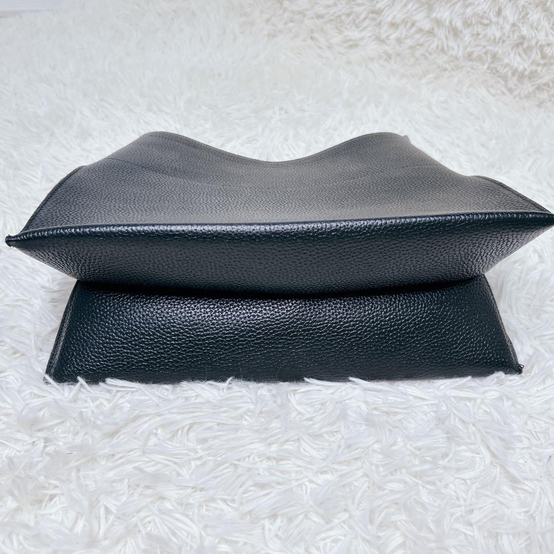 A.D.M.J 高級 本革 ワンショルダー 黒 シボ革 A4 ポーチ付 GC付き