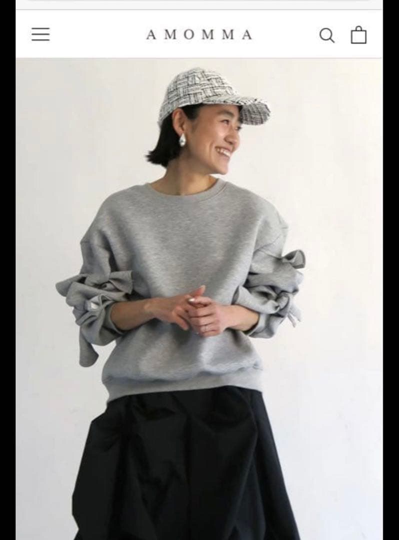 AMOMMA リボン付きグレー スウェット【美品】 - メルカリ