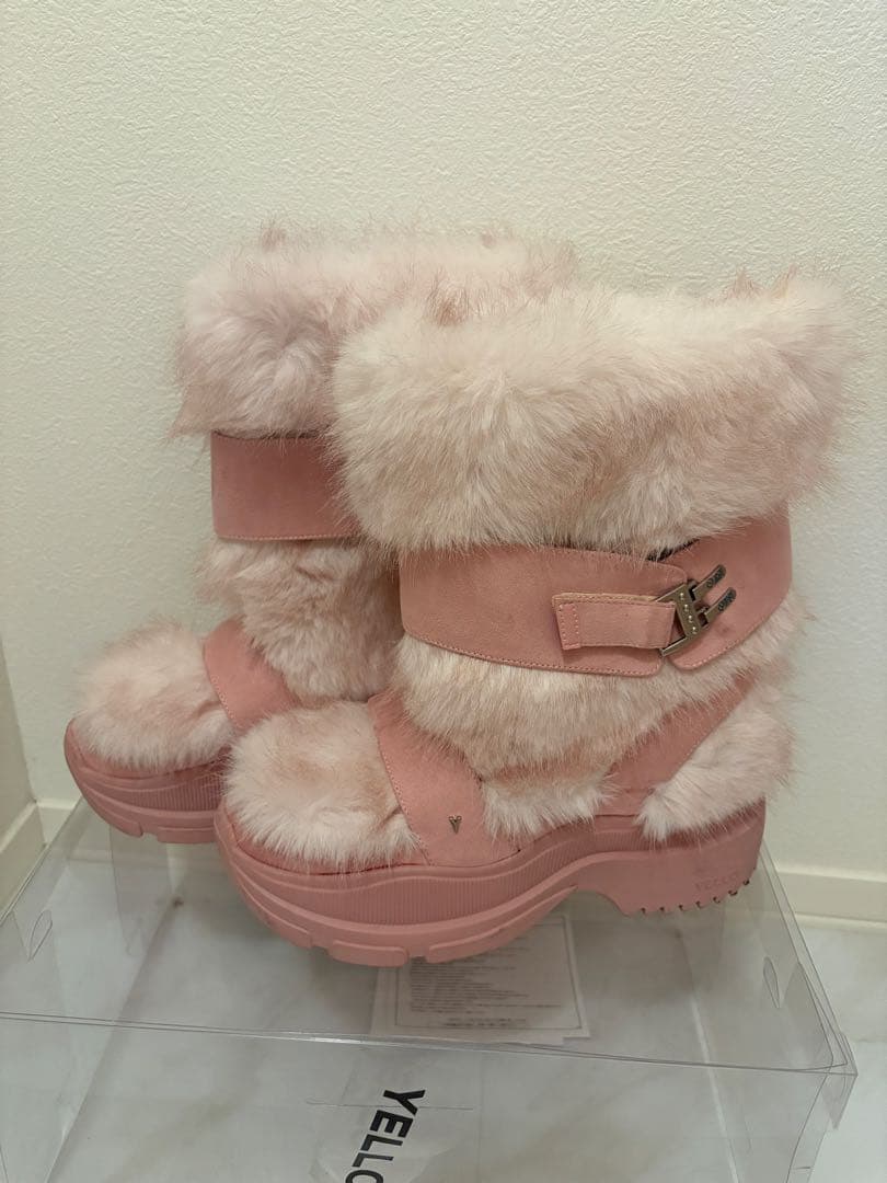 YELLO ファー厚底ムートンブーツ ピンク L - メルカリ