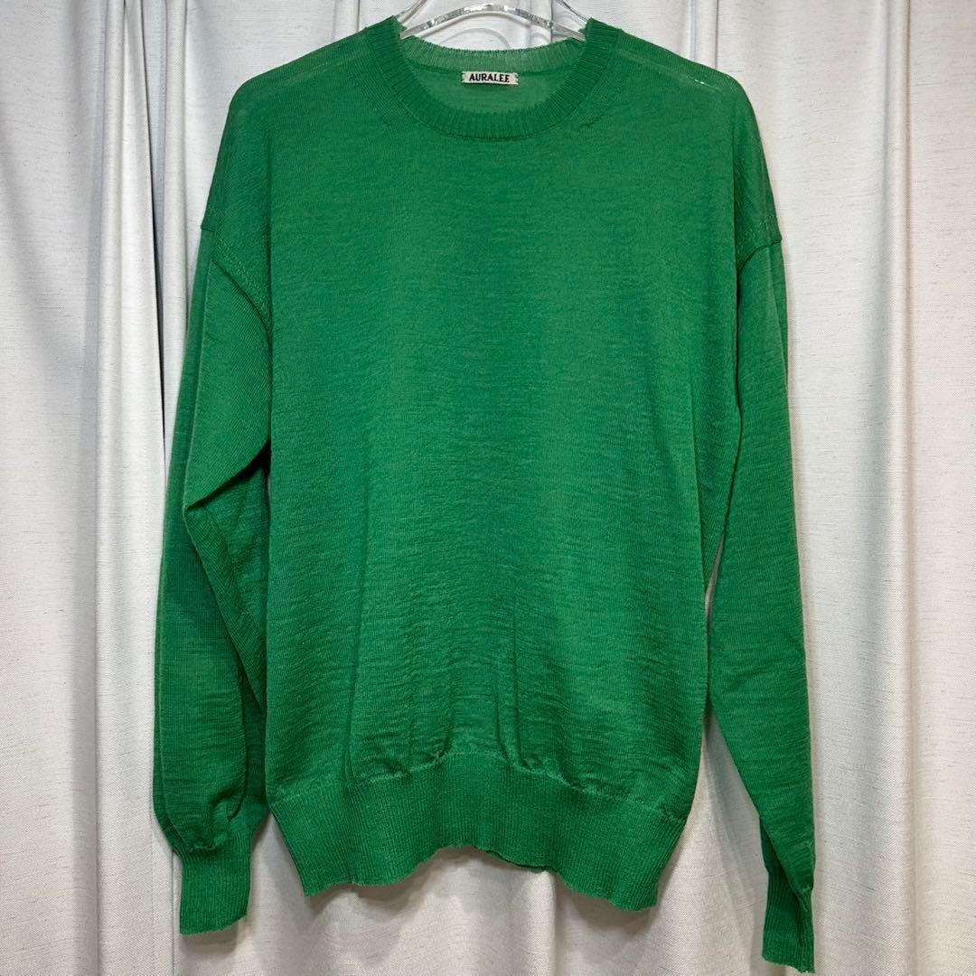 【正規品】AURALEE BABY MOHAIR KNIT P/O 緑 正規品】AURALEE BABY MOHAIR KNIT P/O 緑
